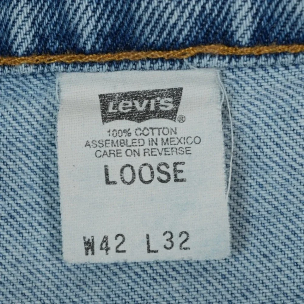 Vintage Levis 545‎ Jeans Mens Blue 42x32 Loose Fit Distressed Brown Tab 90s 1998